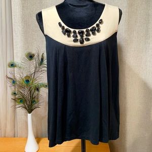 Michael Kors black and beige blouse with black stones size Medium